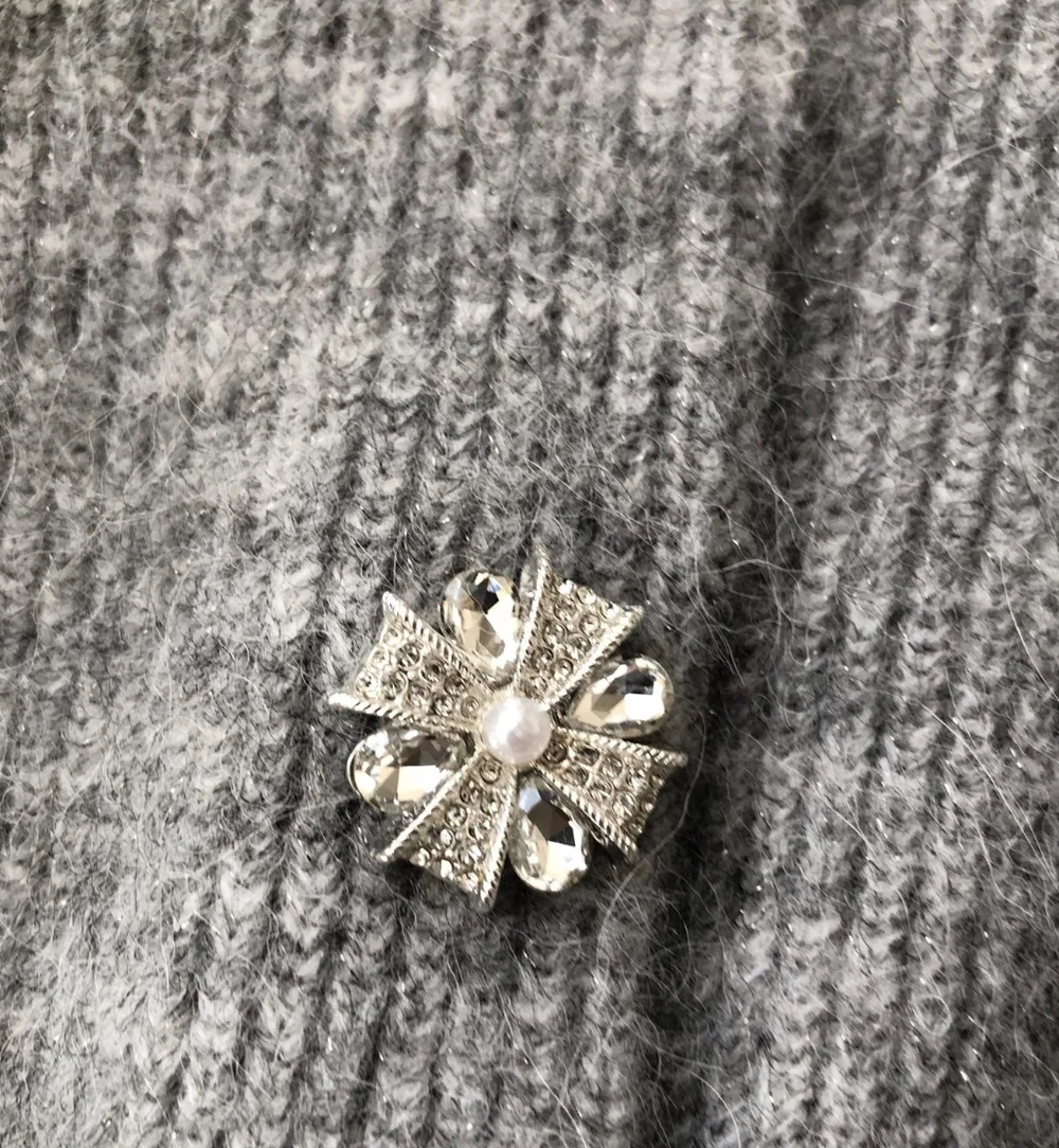 Self Portrait Grey Fluffy Crystal Trim Cardigan - Picture 11 of 13